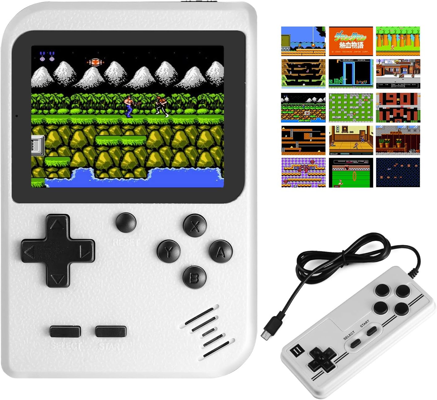 JAMSWALL Handheld Game Boy Console, 400 Classical FC Games 2.8-Inch Screen 800mAh Rechargeable Battery Portable Retro Video Game Console Support for Connecting TV and Two Players(White)