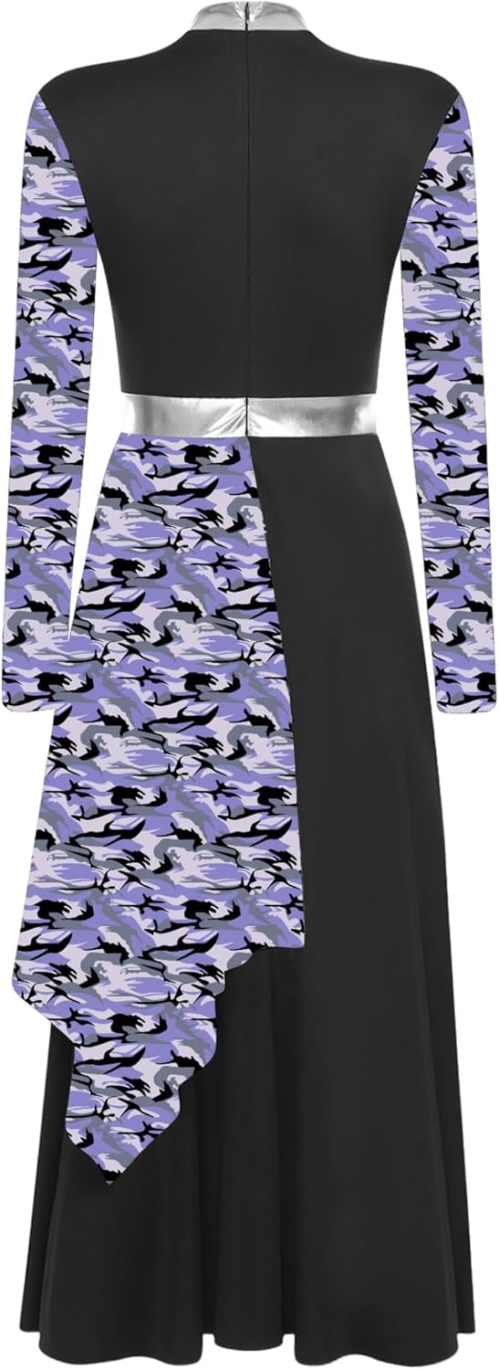 Womens Liturgical Praise Worship Dance Dress Camouflage Print Lyrical Worship Dance Costume - Image 3