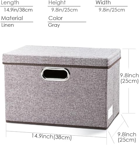 Miniatura 140 de PRANDOM Contenedor de almacenamiento plegable con tapa, caja de almacenamiento plegable de tela, cesta organizadora con tapa, para el hogar, Beige