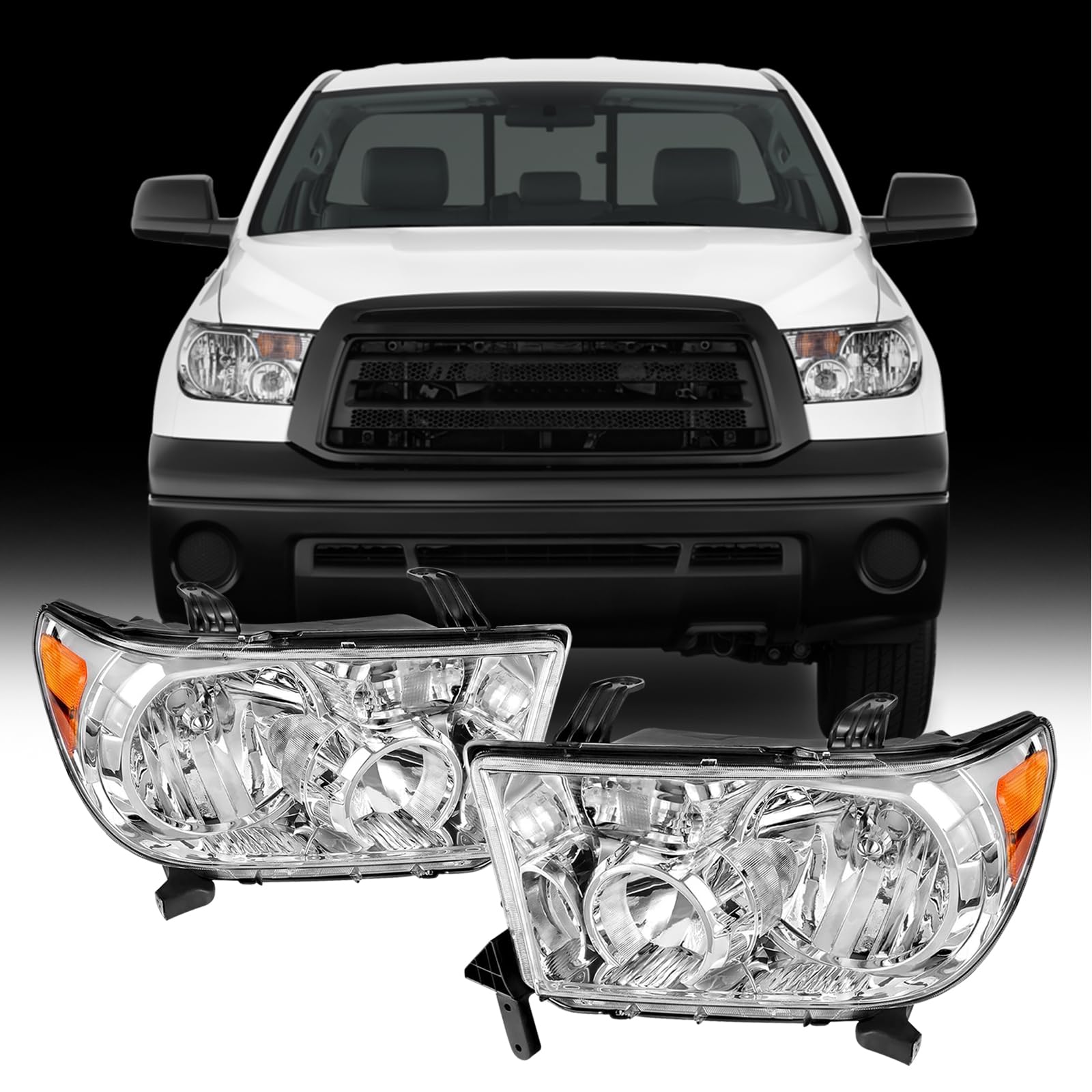 ADCARLIGHTS Compatible with 2007-2013 Toyota Tundra (W/o Headlight Leveling Models)/08-17 Toyota Sequoia Headlights (12-14 Models Without Headlight
