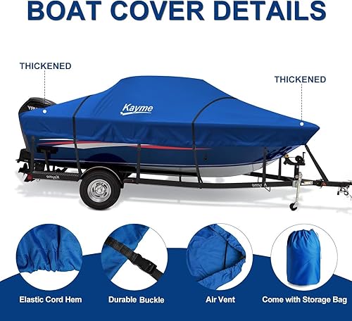 Vista 4 de Kayme Cubierta de barco resistente de 1200D para embarcaciones de 20-22 pies - Impermeable, resistente a rasgaduras con correas reforzadas a prueba