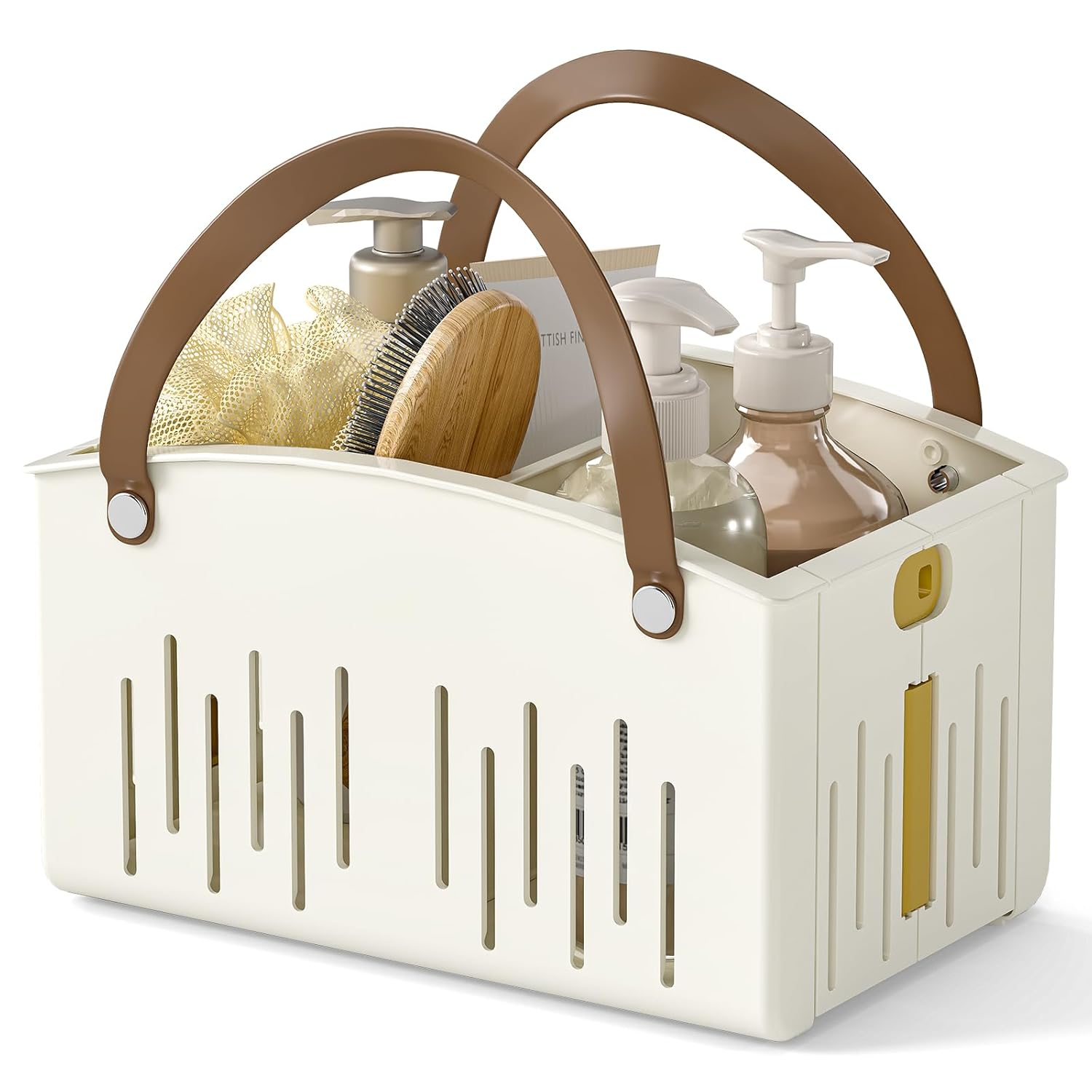 Delamu Portable Shower Basket Caddy with Double Handle Foldable Dry Wet Separation Design 11 0 7 1 6