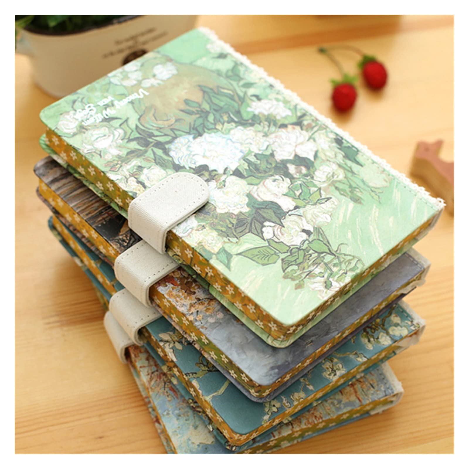 Libro de hebilla magnética de flor y luna de cuaderno Pequeño diario fresco y grueso Libro estudiantil Girl Heart Hand Book Diary (Color : A, Size : A5)