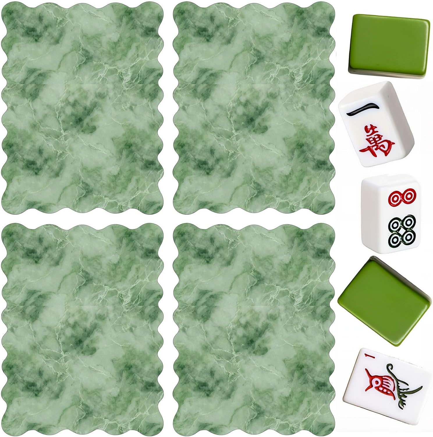 Green Jade Marble Shuffler Set, 4 shufflers