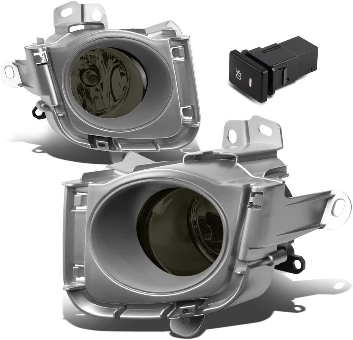 Auto Dynasty Fog Lights Assembly Compatible with 2010-2012 Toyota Prius, Bumper Driving Fog Lights Wiring Bezel Switch Kit, Smoked Lens