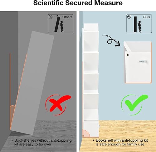 Miniatura 26 de Tangkula Estantería de árbol de 10 niveles con cajón, estantería rústica de esquina de 10 estantes que ahorra espacio, estantes organizadores de