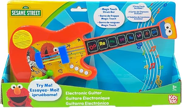 Sesame Street Music Time Electronic Learn to Play Guitar - Portable Learning Guitar Musical Education Learning Toy for Toddlers and Preschoolers