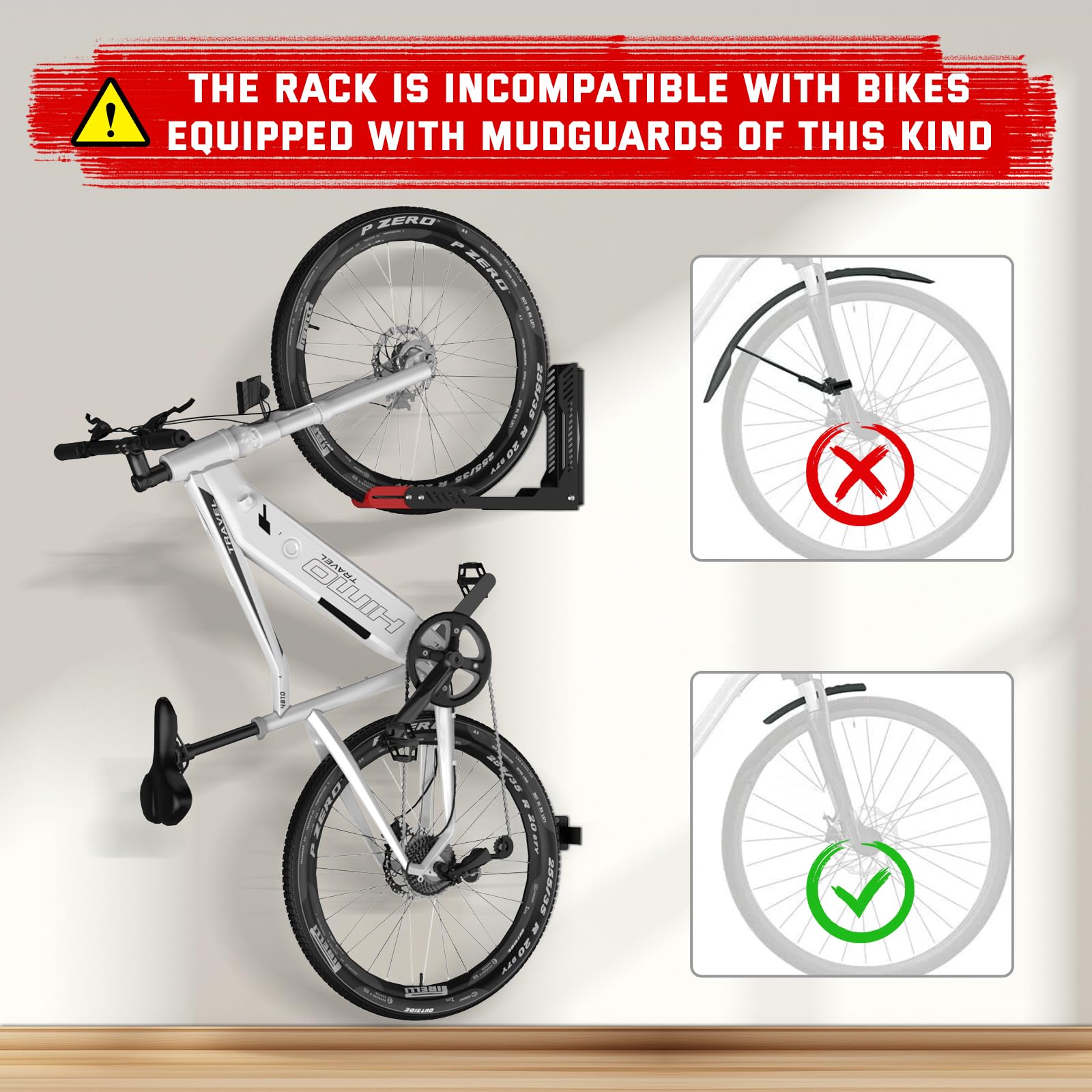 IMAYCC Supporto da parete per bicicletta (rossastro-nero) x1