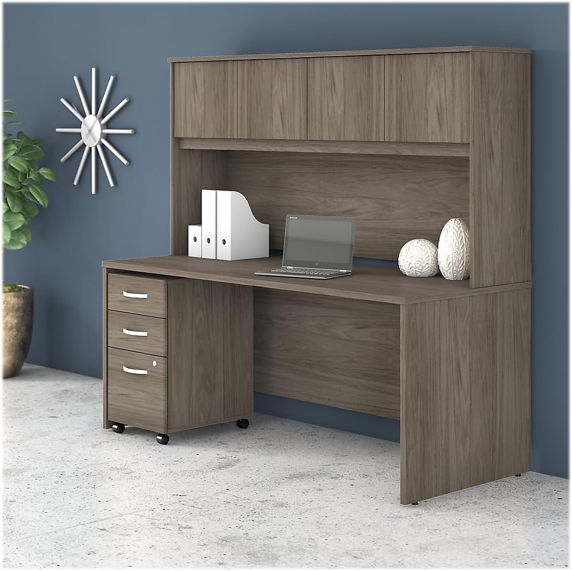 Bush Business Furniture Echo L Shaped Desk in Pure White