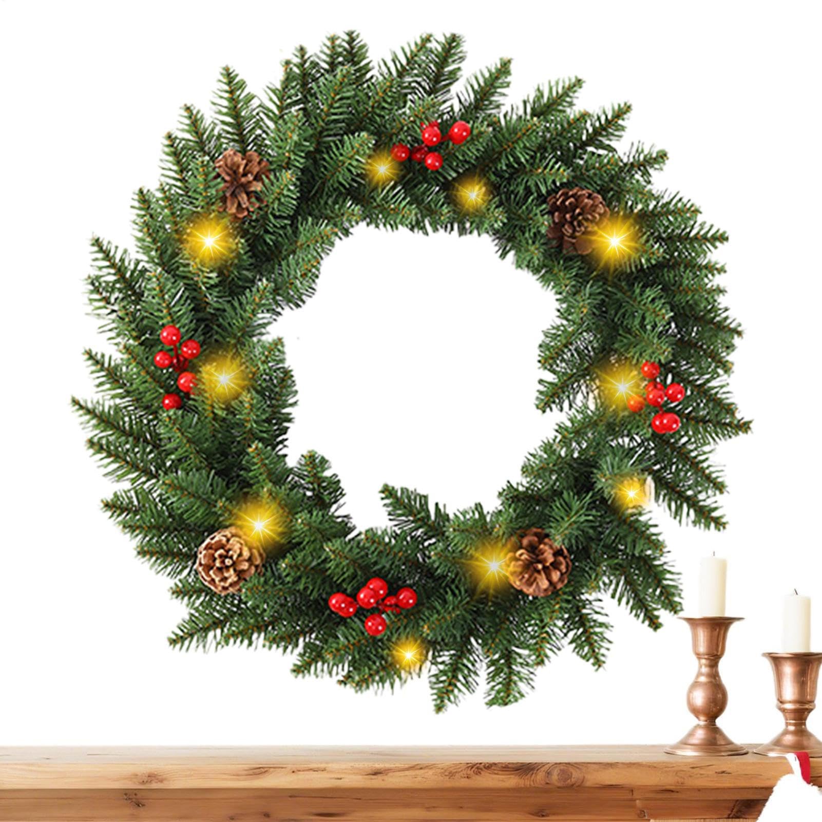 Couronne de Noël extérieure et intérieure avec feuillage artificiel pour fenêtre