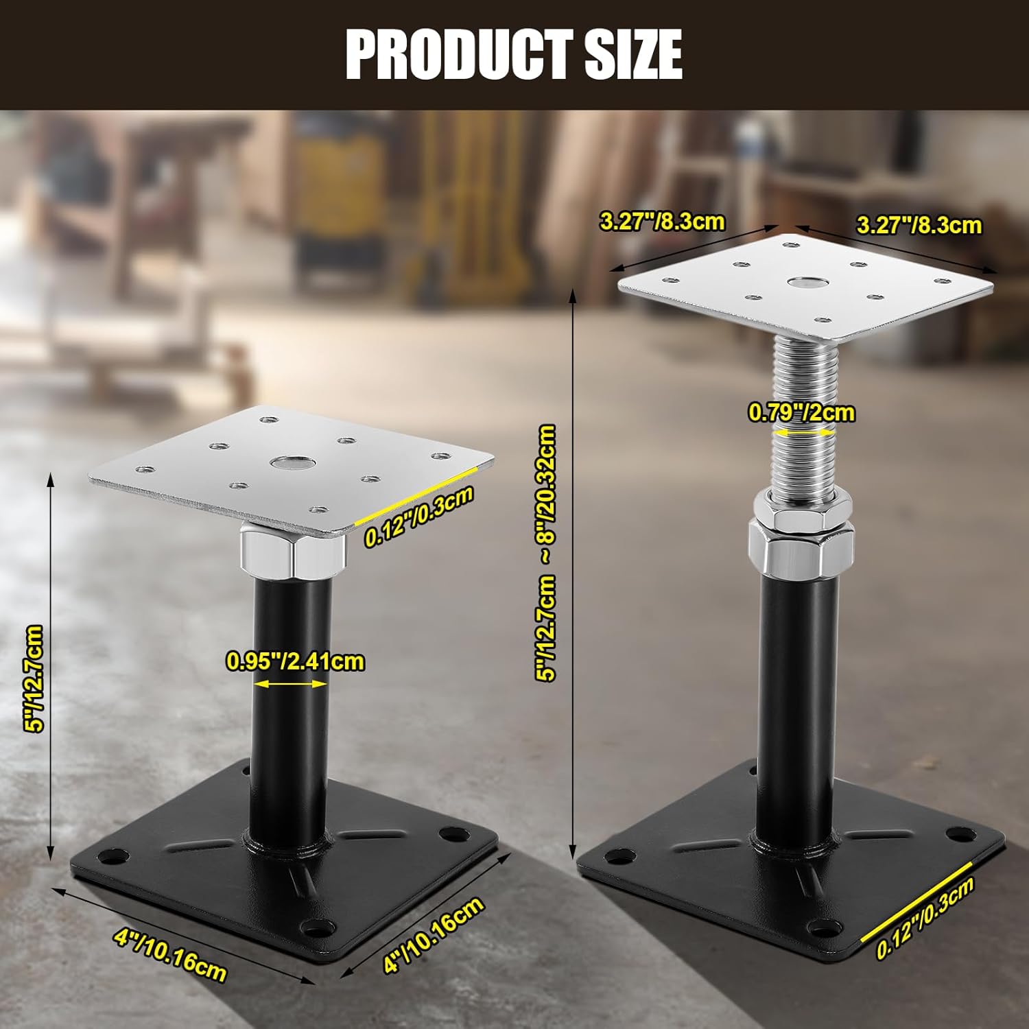 4-Pack Floor Jacks Floor Straightener Adjust Supports Lift Supports Level Supports Adjustable House Screw Jack for Floor Supports 5 to 8 inches Adjusting