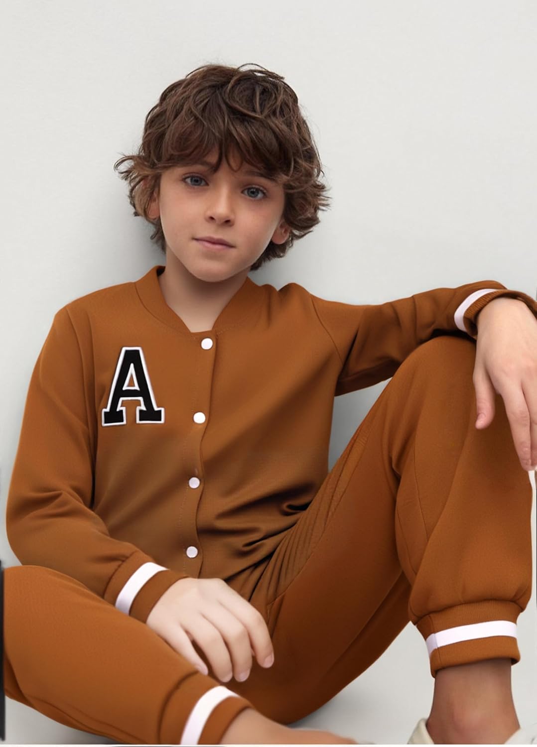 Cakaner Boys Color Block Button Down Shirt and Jogger Pants Button Up Sweatsuits Sets (Size: 5-12T)