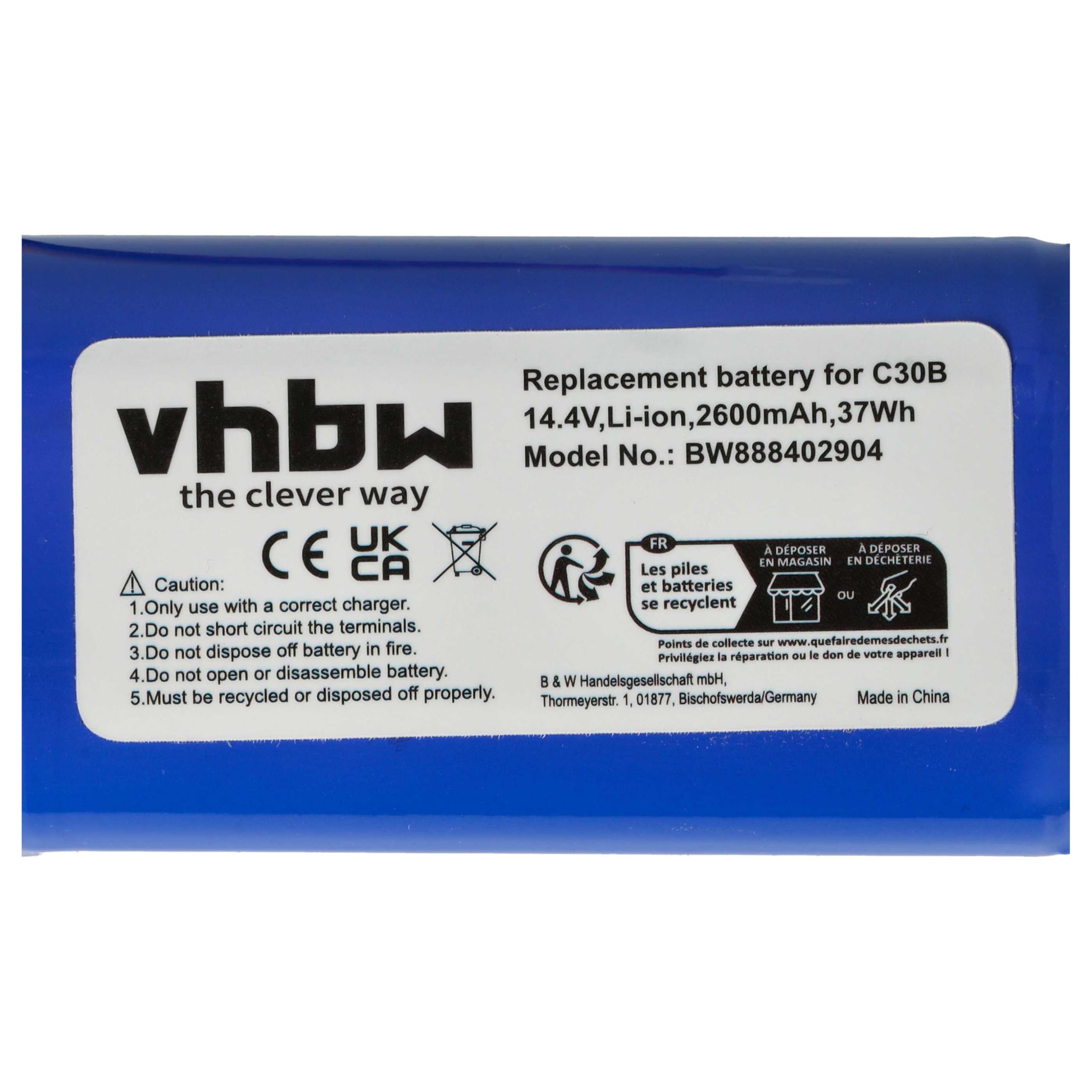 Vhbw Batteria Compatibile Per Proscenic NEO 820P E 830P - 2600mAh 14.4V Li-Ion, Sostituisce D071-INR-CH-4S1P MD-C30B