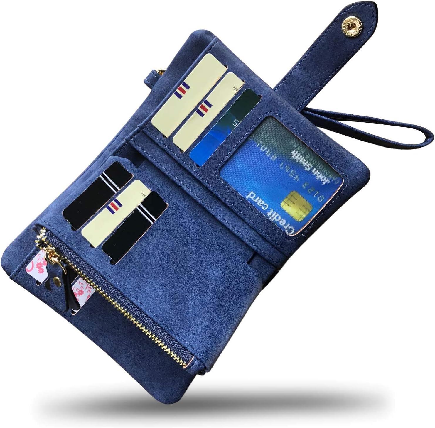 AOXONEL Women's Small Bifold Leather wallet Rfid blocking Ladies Wristlet with Card holder id window Coin Purse - Image 5