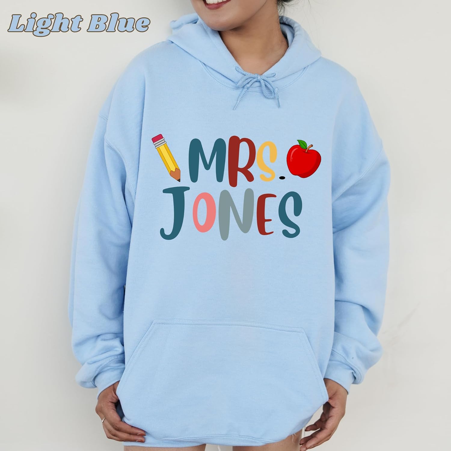 CUSTOM Unisex Teacher Last Name Sweatshirt and Hoodie, Cute Personalized Gift for Teacher Appreciation UNISEX - Image 4