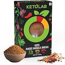 Ketolab Keto Bhujia (Magic Masala), 400 Gms, 1 Pack, 2.7g Net Carb & 18% High Protein/Serv, Identical to Regular Bhujia, Low Carb, High Fibre, Low GI, Keto Diet, Weight Loss, Diabetic Friendly