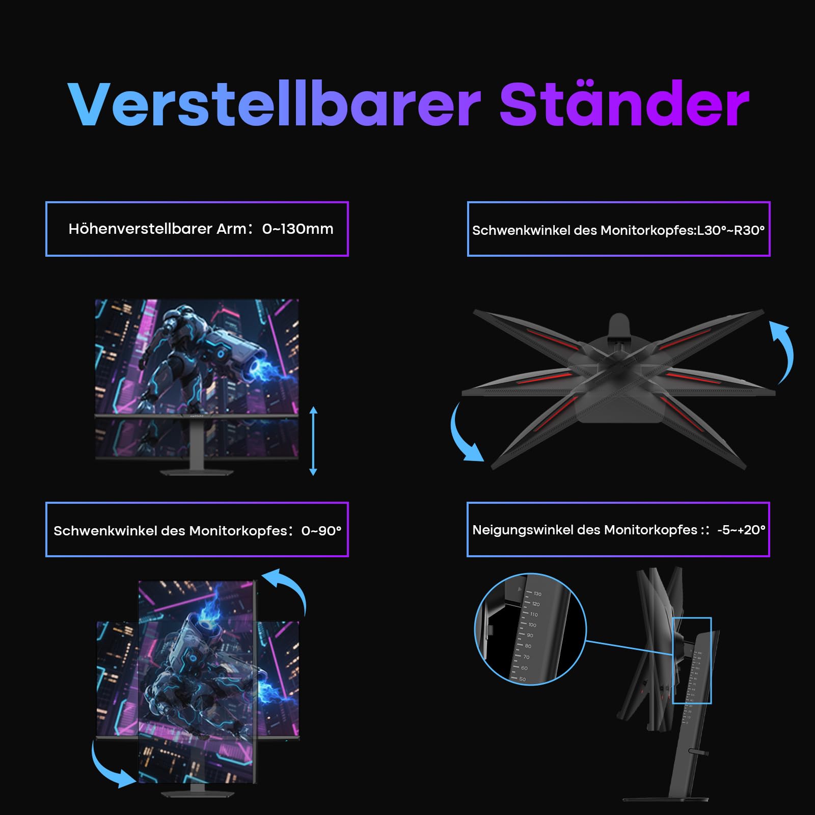 Amzfast Gaming Monitor 27 Zoll 4K mit Dual-Mode, UHD 160Hz/FHD 320Hz, Fast IPS Monitor, 1ms MPRT, Höhenverstellbar, HDR 400, sRGB 126%, HDMI 2.1, DP 1.4, PBP/Pip, Adaptive Sync - AMZG27F6U