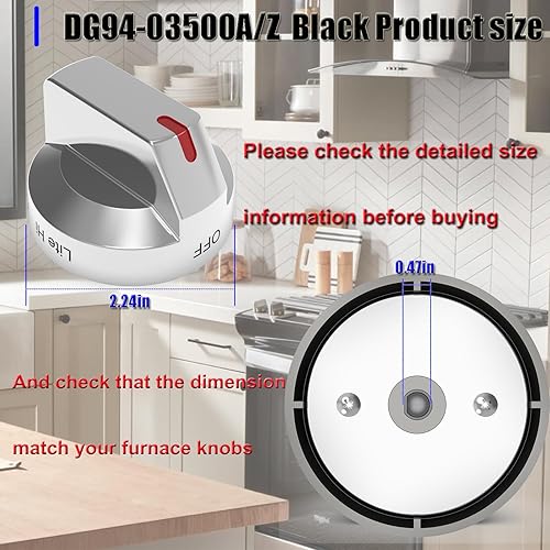 Miniatura 2 de DG94-03500AZ (5PCS) para Samsung Perillas de estufa de gas de reemplazo, DG94-03500U para Samsung Horno de cocina Perillas de estufa Parte superior