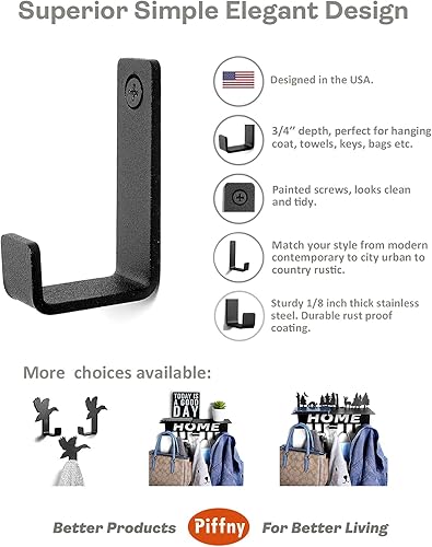 Miniatura 2 de Paquete de 6 ganchos de pared de acero resistente para interiores y exteriores (gancho J blanco)