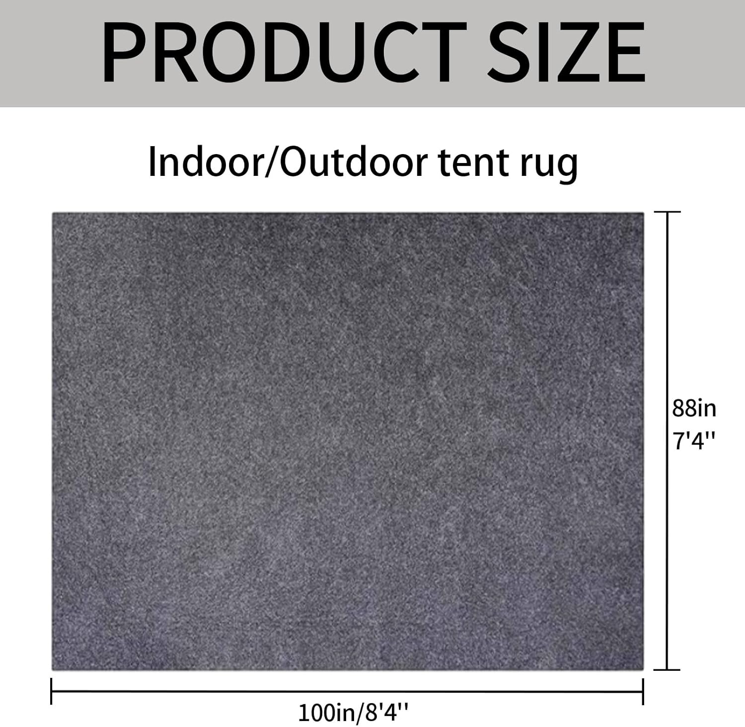 8.4 x 7.4 ft Waterproof Camping Tent Carpet Mat - Soft, Durable & Lightweight Floor Rug for Indoor/Outdoor Use - Keeps You Warm & Dry, Trimmable Design (Charcoal)