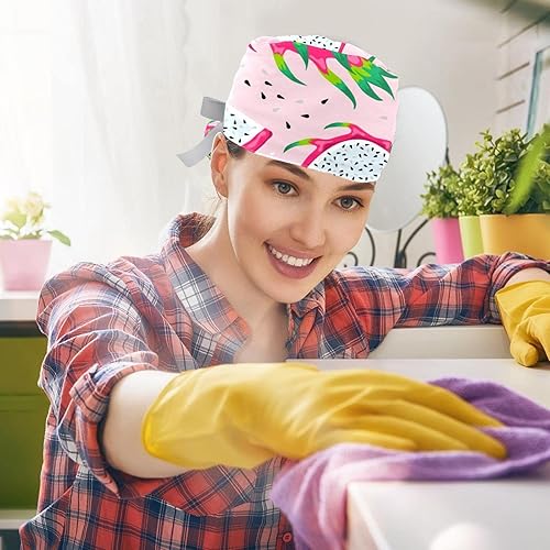 Miniatura 5 de FFLOWER 2 gorras de trabajo con botones, banda para el sudor, dibujos animados, dinosaurio, cohete, cinta para atar en la parte trasera, Multicolor