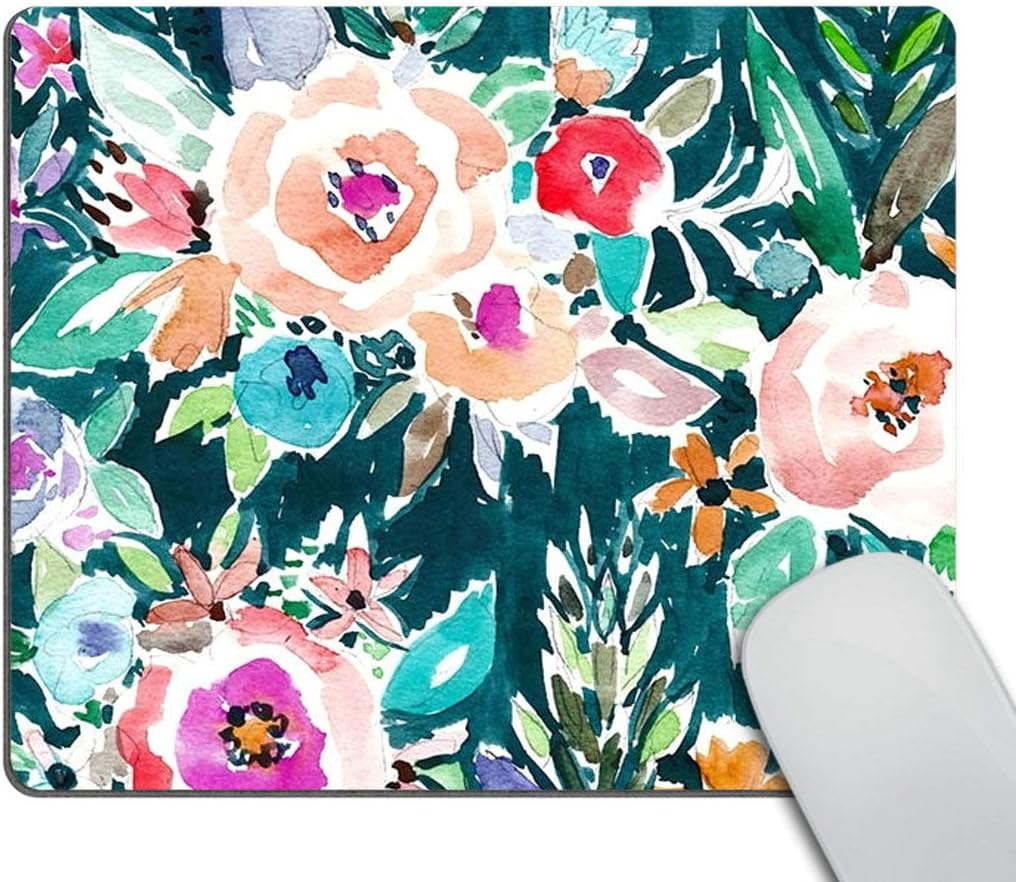 Smooffly Personalized Water Color Floral Mouse Pad Customized Rectangle Non-Slip Rubber Mousepad Gaming Mouse Pads