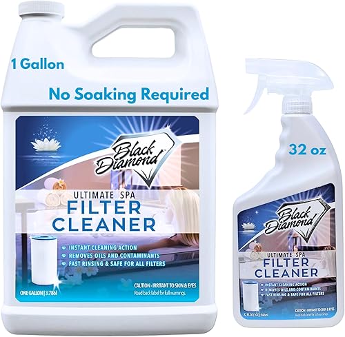Black Diamond Stoneworks El mejor limpiador de filtros de spa en aerosol de acción rápida. Funciona al instante en filtros de bañera de hidromasaje