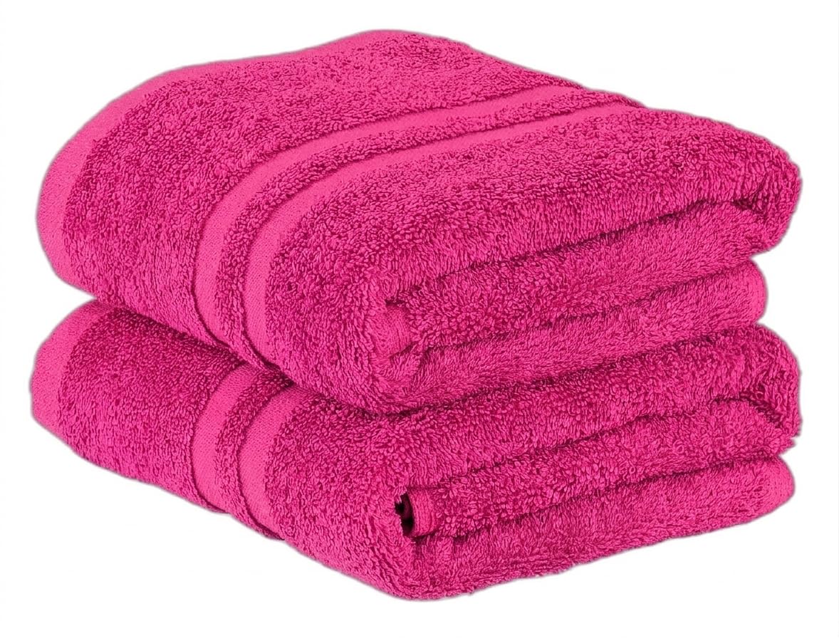 Opel Tex Pack of 2 Jumbo Bath Sheets 100% Cotton (75 x 150 cm -500GSM) Super Soft Absorbent & Quick Dry Hotel Quality Large Towels (Pink)
