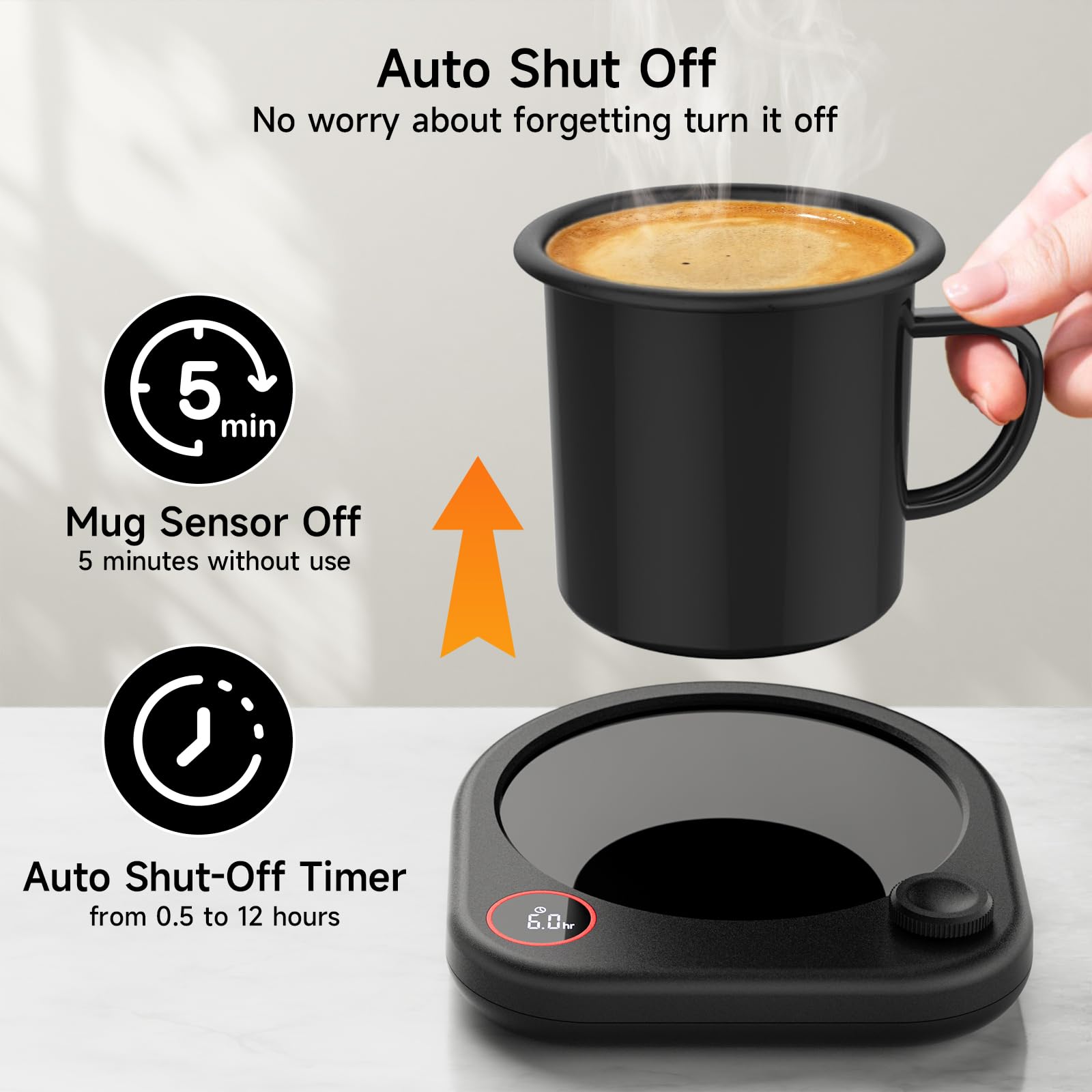 Amazon.com: Oracer Coffee Mug Warmer Set, Heated Coffee Cup for Desk with  Auto Shut Off, Smart Electric Heater for Tea Milk Beverages Candle with Adjustable  Temperature Display: Home & Kitchen