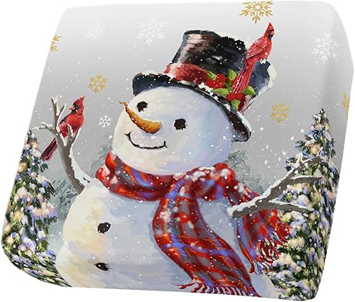 Fundas de cojín de Navidad color gris degradado para sofá, funda elástica para sofá con parte inferior elástica, diseño de muñeco de nieve, copo de