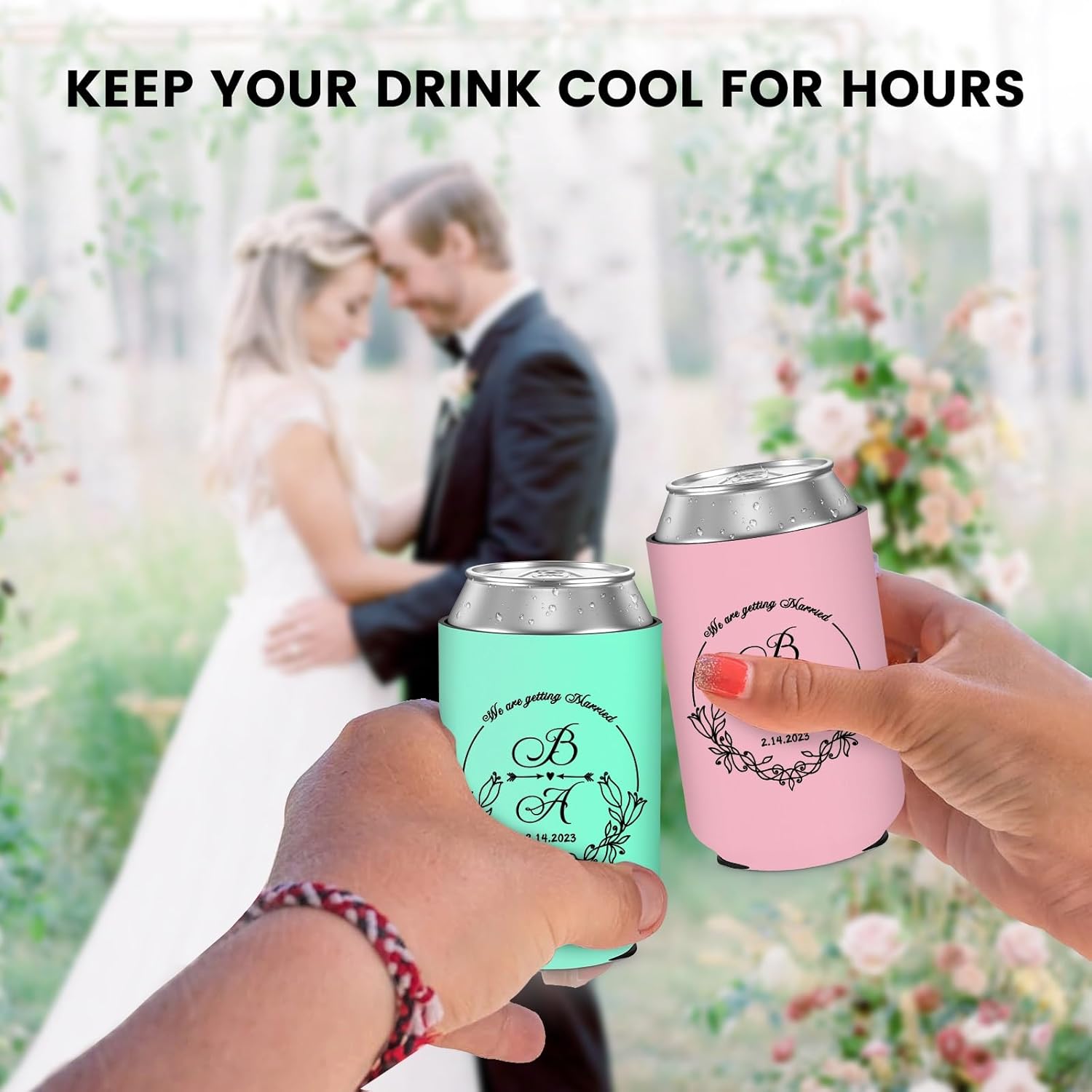 20Pcs Bulk Custom Beer Can Cooler Insulator Drinks Sleeve for Cold Beverages, Reusable Neoprene Holder for Water Bottles or Soda, Collapsible Customizable for Wedding