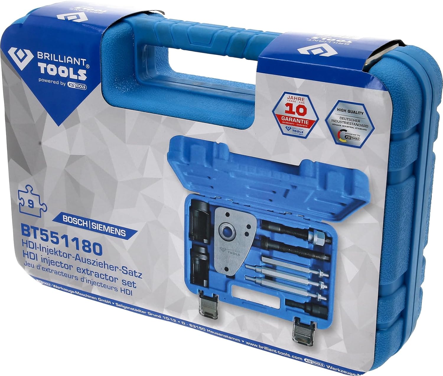 BRILLIANT TOOLS BT551180 HDI Bosch and Siemens 9 Piece Injector Extractor Set
