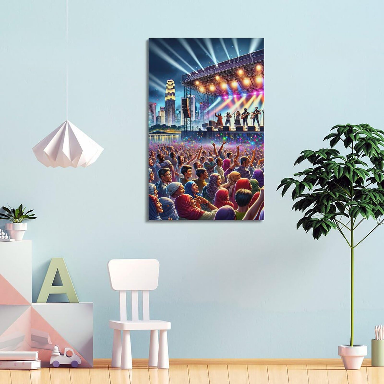 Poster per festival musicali, stile artistico, ridendo, alzando le mani e tifosi concerti, poster decorativo su tela, poster decorativo da parete e stampa artistica moderna per camera da letto, poster