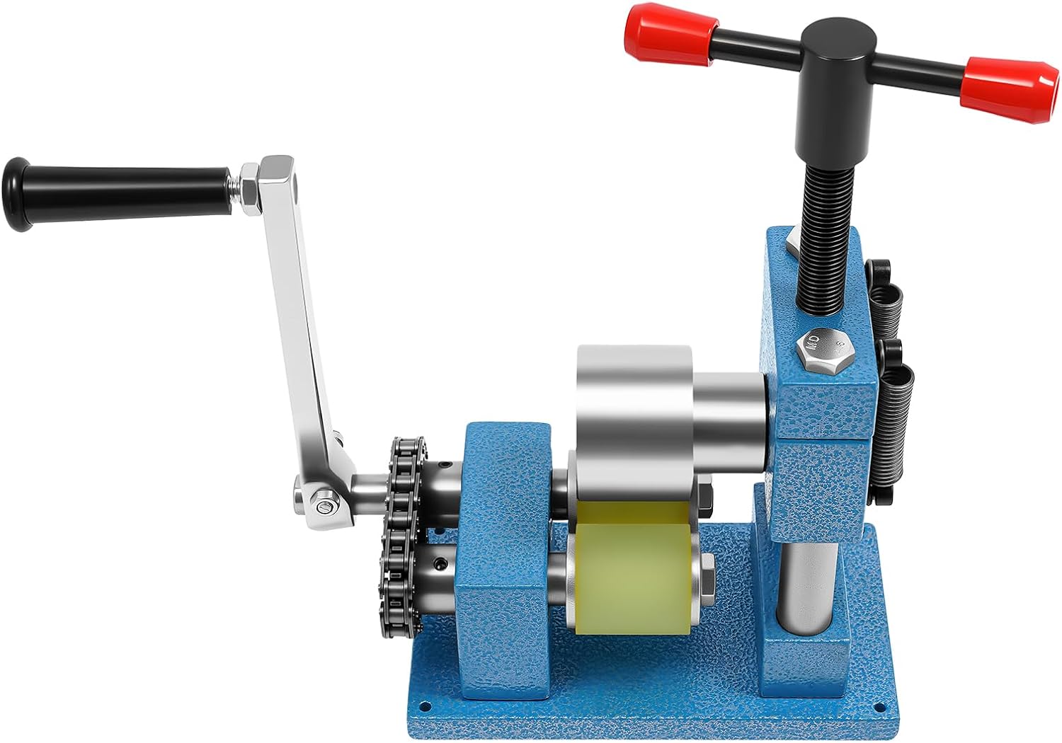 Jewelry Bending Machine for Bracelets & Rings, Manual Tabletop Press Tool with Adjustable T-Bar, Heavy-Duty 45# Iron Build Blue for Metal Stretching Thinning & Wire Shaping in Metalworking