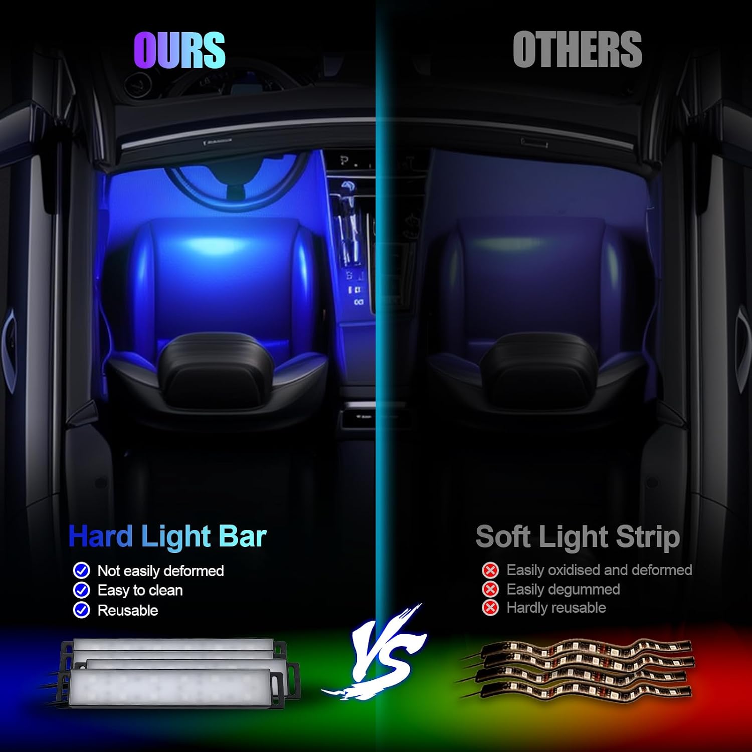 Honalia Car Lights Interior, LED Lights for Car Interior with APP Control, Truck Inside Lights with DIY Mode and Music Mode, Ambient Lighting for Men, DC 12V