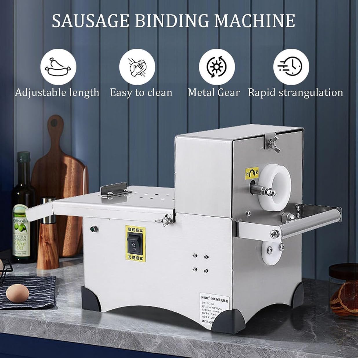 Équipement Pro Pour Attacher Saucisses︱200W Machine Automatique à Nouer Les Saucisses︱Machine à Nouer Les Saucisses Électriques En Acier Inoxydable︱2 Modes︱Usage Commercial/Restaurant Et Domestique