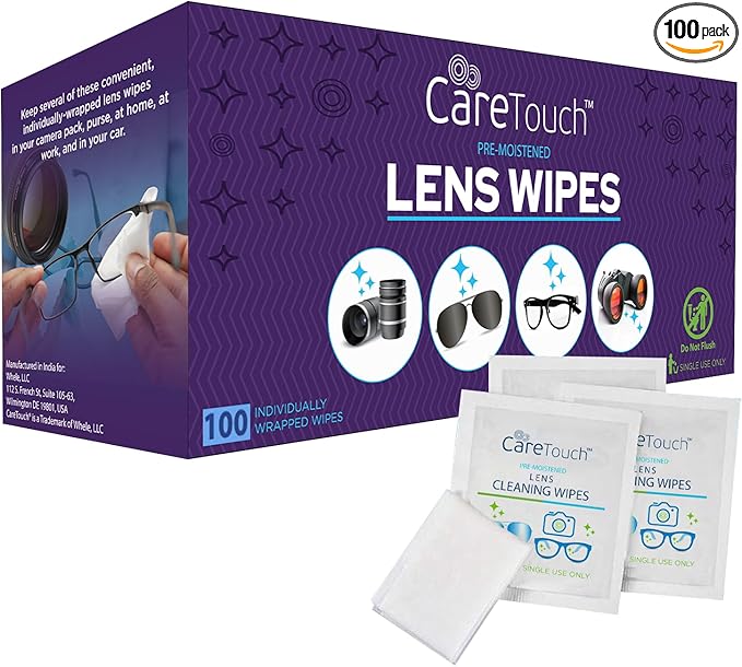 Care Touch Lens Wipes for Eyeglasses - 100 Count
