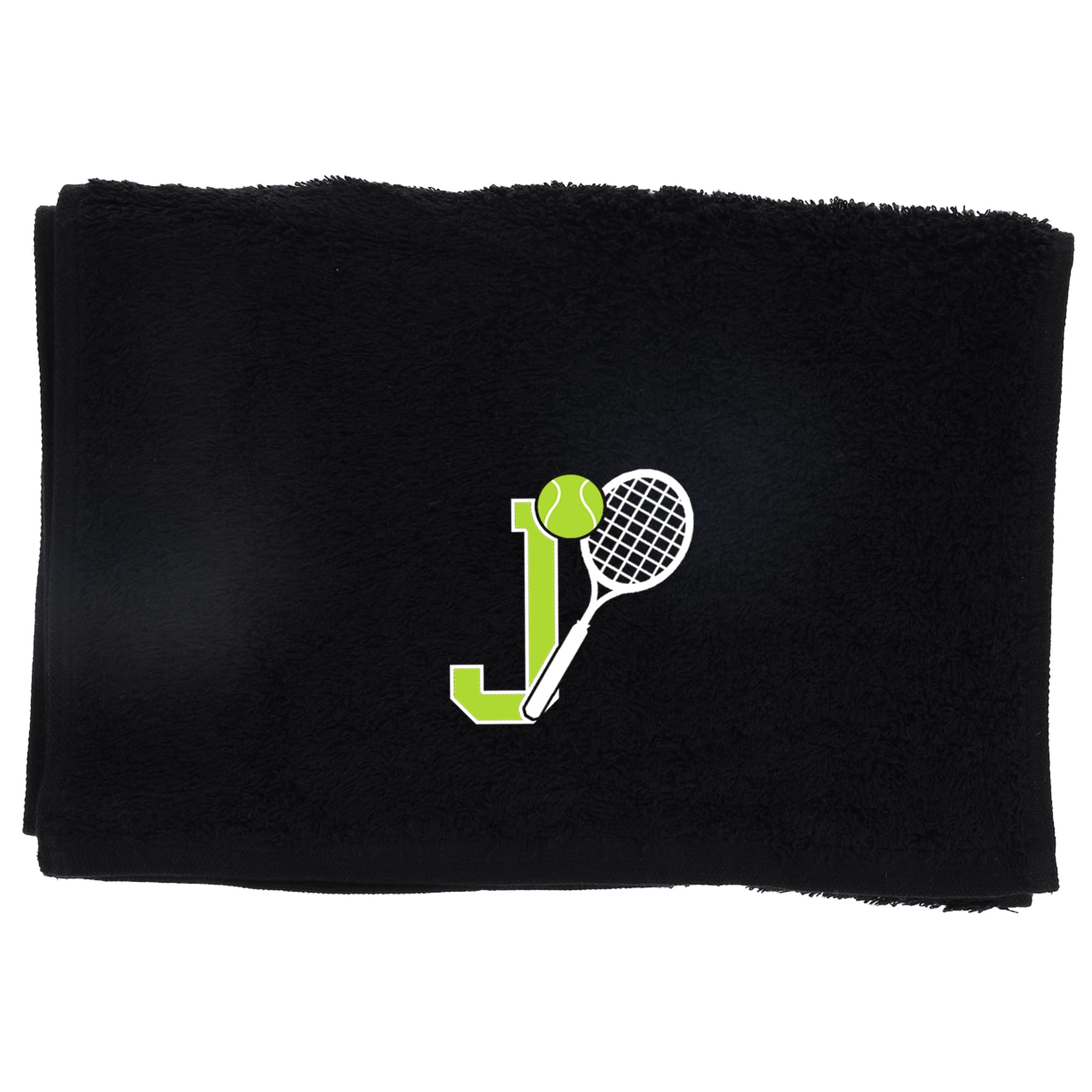 Always Looking Good Tennis Towel with Monogrammed Embroidery Initial Gift for Men & Women, Training Accessory Gift, Gym Towel Present for Tennis Players Birthday, Retirement, Christmas - Black, J