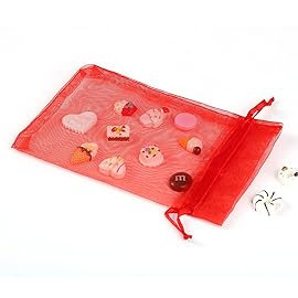 ANZNKU 50 Pack Organza Bags 4 x 6 inch Premium Sheer Mesh Bags for Christmas Candy Jewelry Party Wedding Favor Gift Bag (Red)