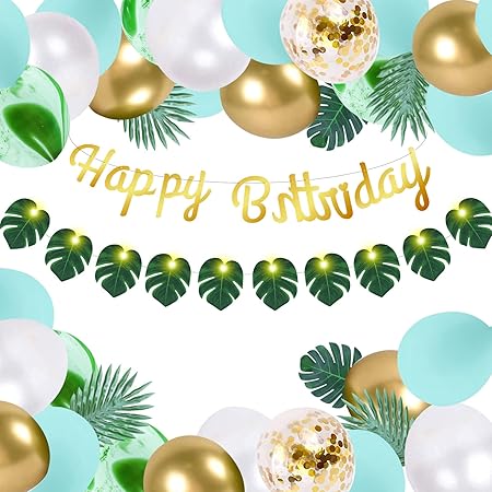 Amazon 誕生日飾り付けセット バルーンセット 自然色風船セット バースデーバルーン 誕生日バルーン Happybirthday バースデー祝い 1 5m緑葉ライト 誕生日 飾り付け 女の子 男の子 誕生日パーティー 結婚式 記念撮影 38個セット 風船 バルーン おもちゃ