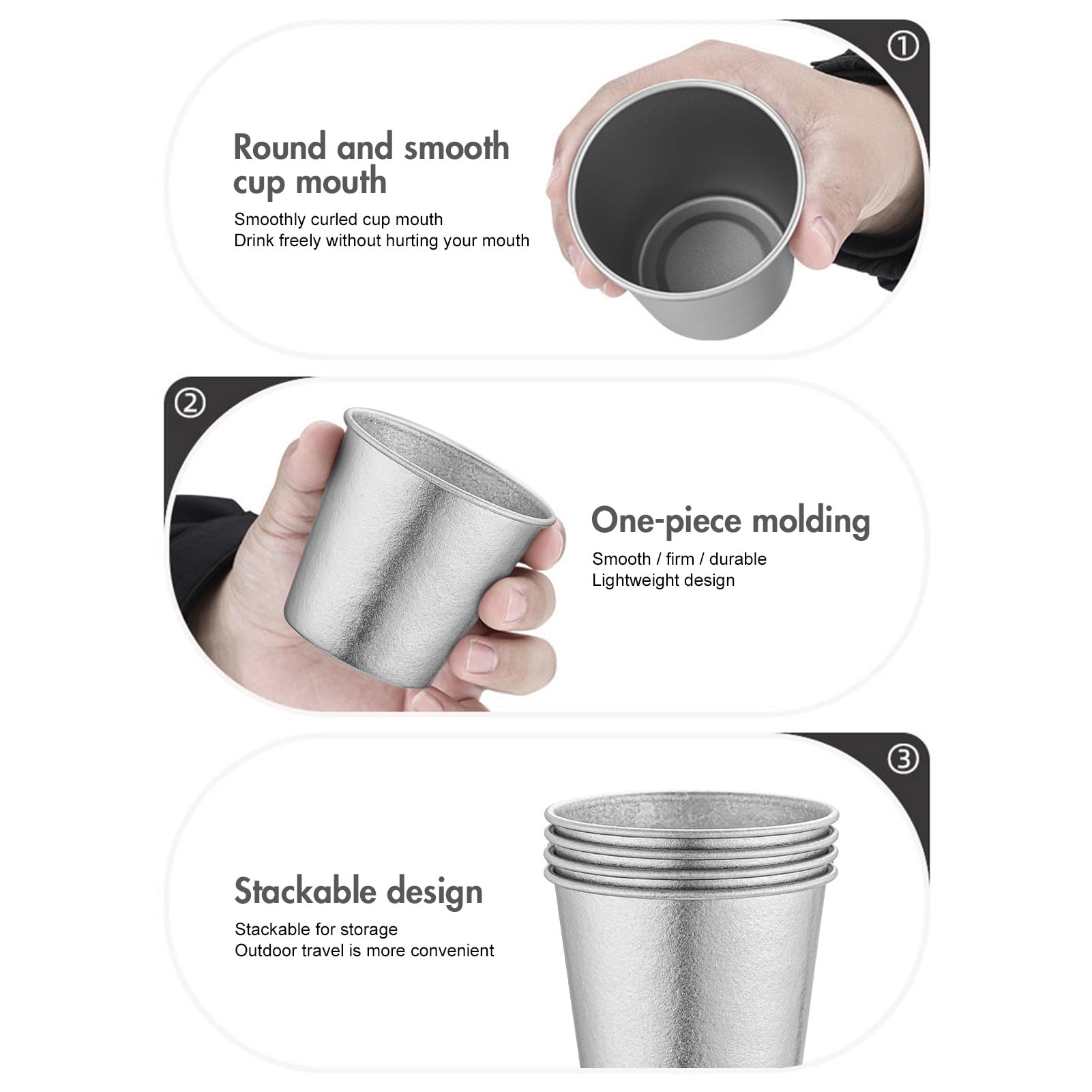 Jiawu Tazza Titaniums, Tazza da Viaggio Pure Ti a Strato Singolo da 200 Ml, da caffè Ti Impilabile per Viaggi, Campeggio, Zaino in Spalla, Adatta per caffè, (tazze in stile fiore di ghiaccio)