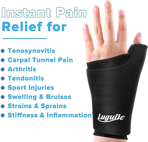 Miniatura 4 de Paquete de hielo portátil para muñeca para pulgar, compresa fría y caliente, reutilizable para lesiones, túnel carpiano, artritis, tendinitis,