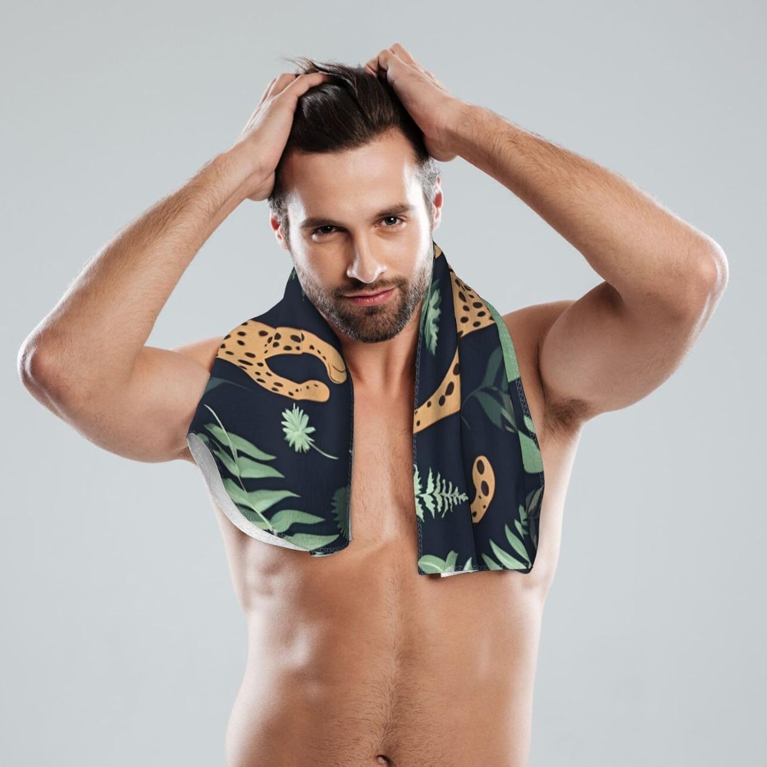 Leopard Print Hand Towels for Kitchen, Decorative Bathroom Towels Decor Farmhouse Cute for Men Women Gifts