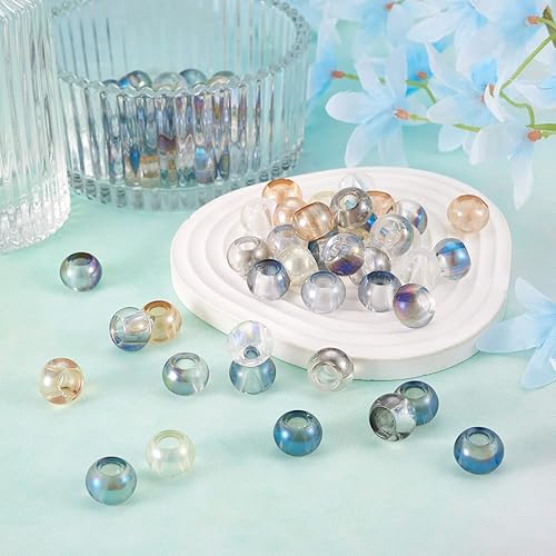 Vista 80 de Cheriswelry 100 cuentas europeas de agujero grande con diamantes de imitación de barril hechas a mano, arcilla polimérica, cuentas espaciadoras