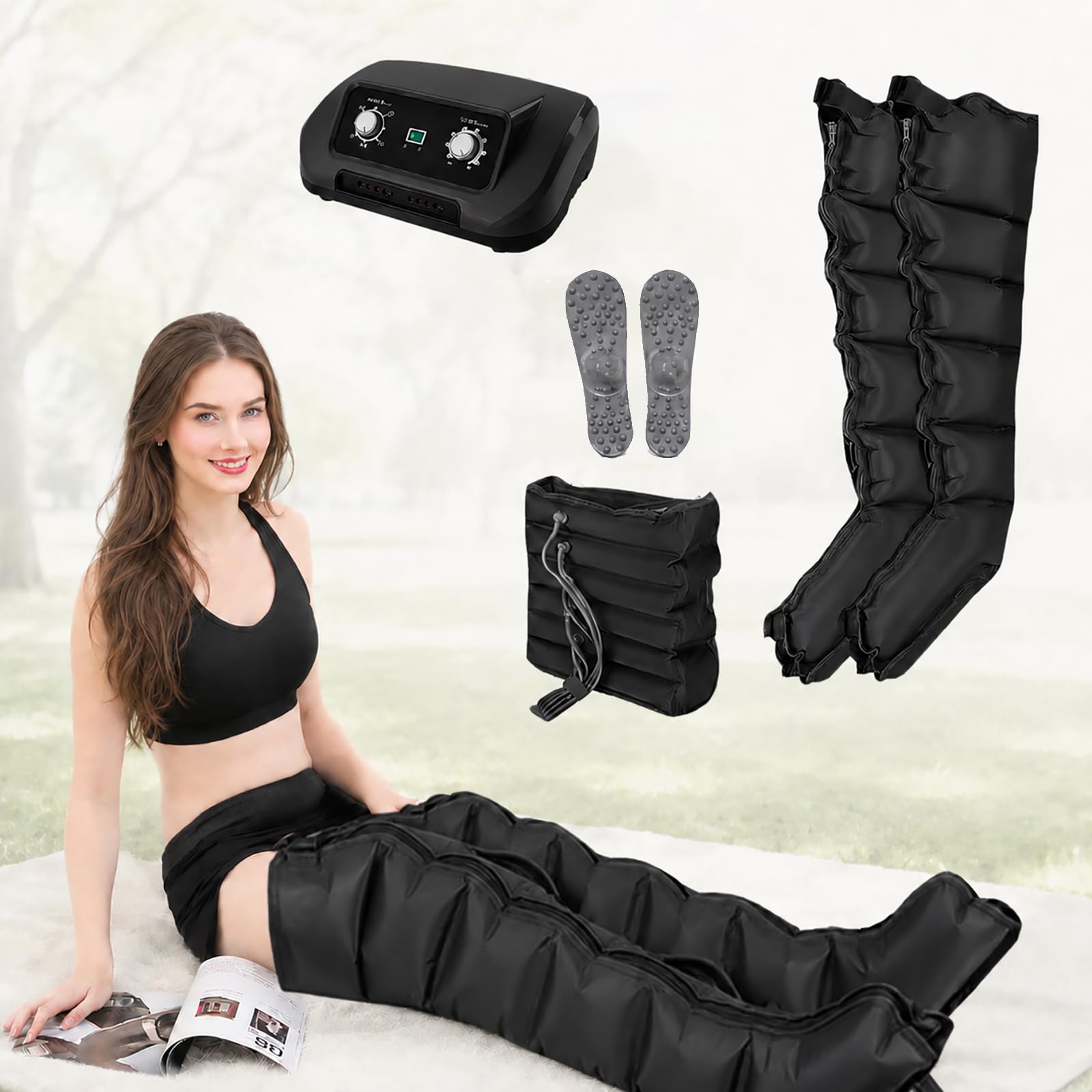 Botas Presoterapia Piernas, 6 CáMaras, Maquina de Presoterapia Profesional | ComPresiónSecuencial, Favorece una Mejor CirculacióN, Tiempo Ajustable, Favorecer el Drenaje LinfáTico