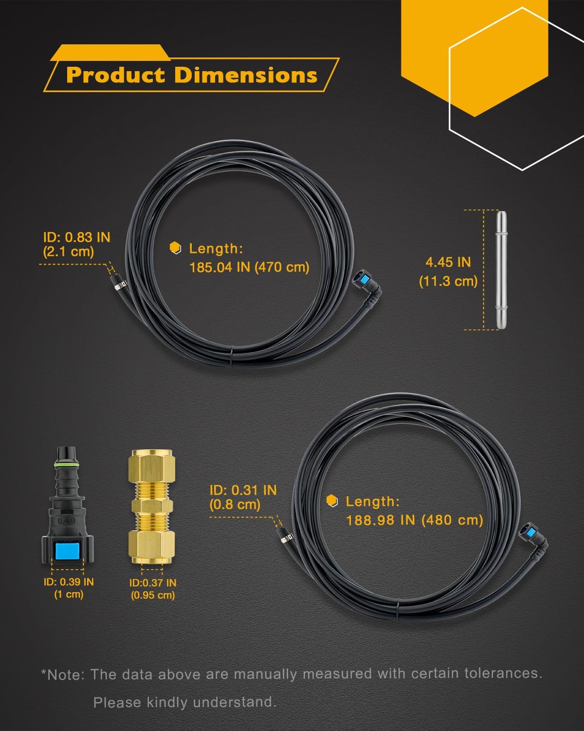 Fuel Lines Kit, Compatible with 2004-2010 Chevy Silverado GMC Sierra 1500 2500 3500 4.3 4.8 5.3 6.0 8.1 L Pickups, Fuel Vent Tube Kit, Replace# FL-FG0340, FLFG0340, FG0340