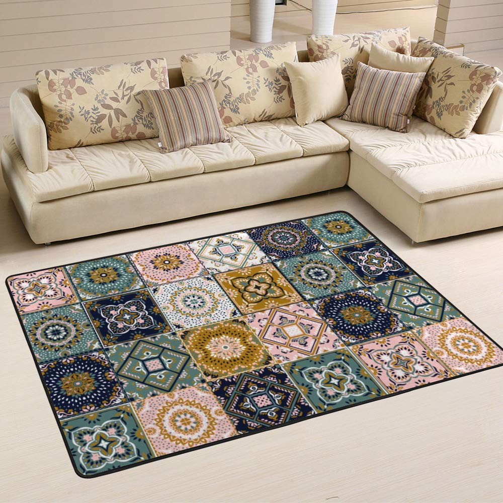 Tapis azulejos haut de gamme grand tapis motif talavera ethnique pour maison