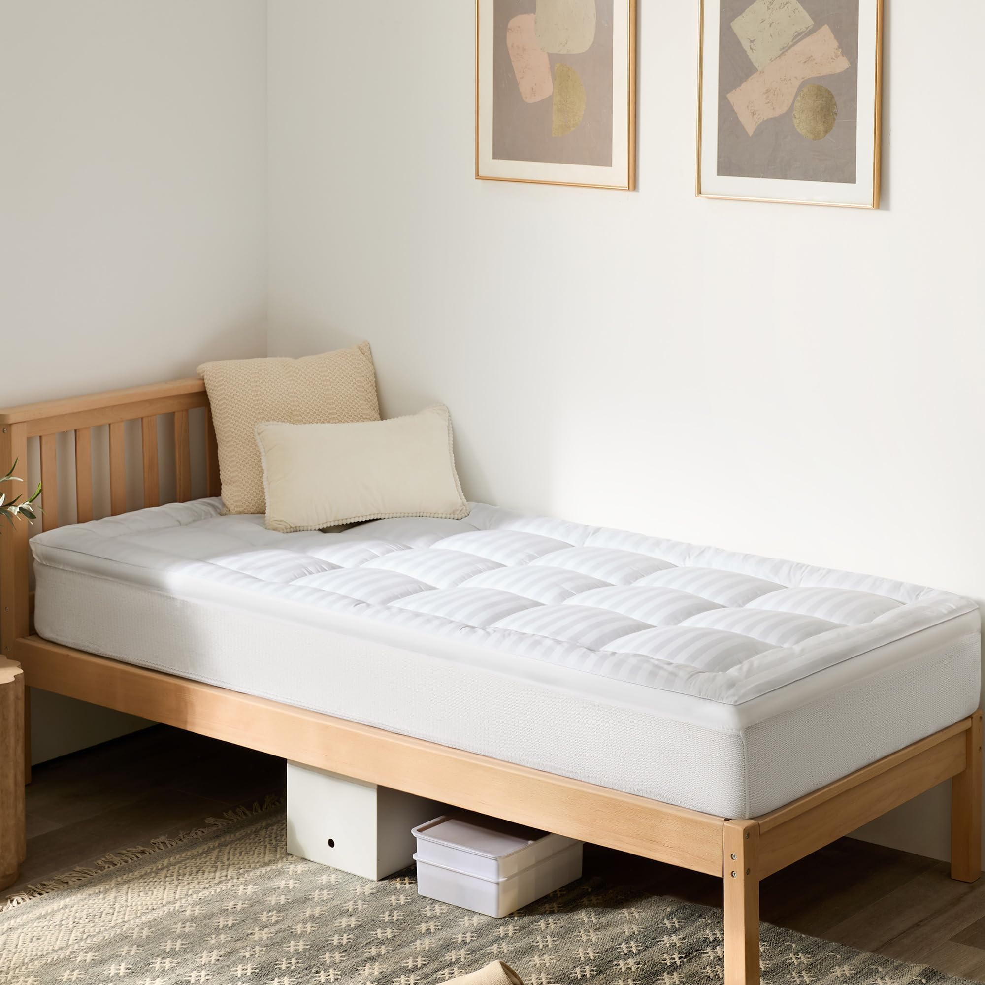 Mattress Pad Twin XL for Dorm Room, Cloud-Like Comfort - Soft Cotton Top