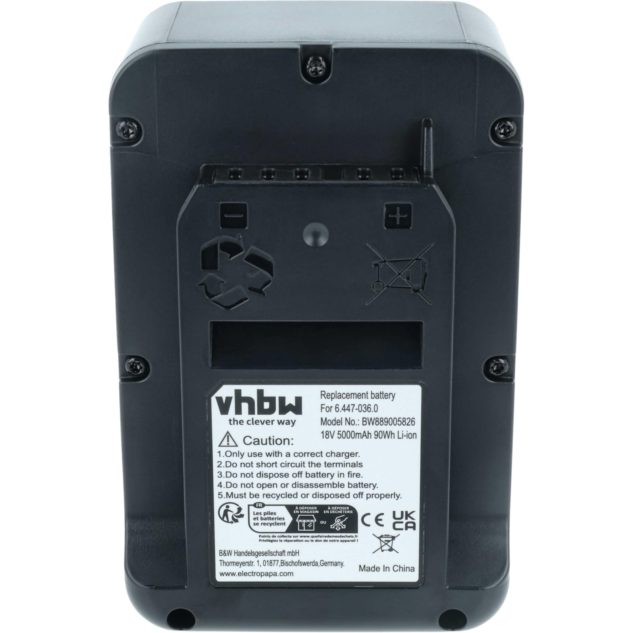 vhbw Akumulator kompatybilny z Kärcher LBL 2, LMD 18-36, KHB 6 Limited Edition, KHB 6 Plus MJ, LMO 18-33 Home Cleaner robot domowy (5 Ah, 18 V, litowo-jonowy)