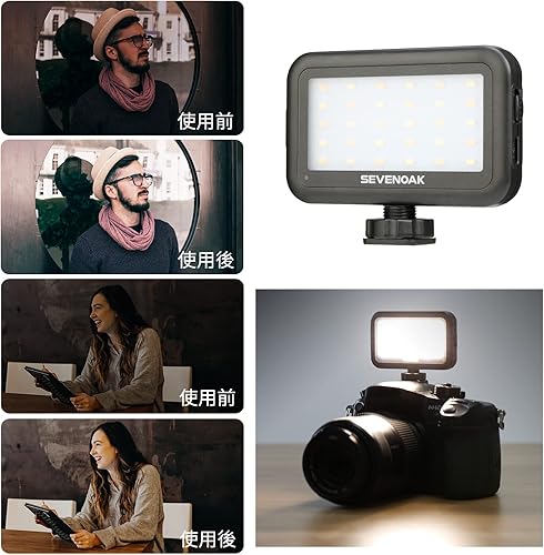 Miniatura 3 de Sevenoak - Luz de 30 LED para cámara con ajuste de brillo regulable con soporte de zapato y puerto de carga USB para iPhone X 8 7 Cámara DSLR